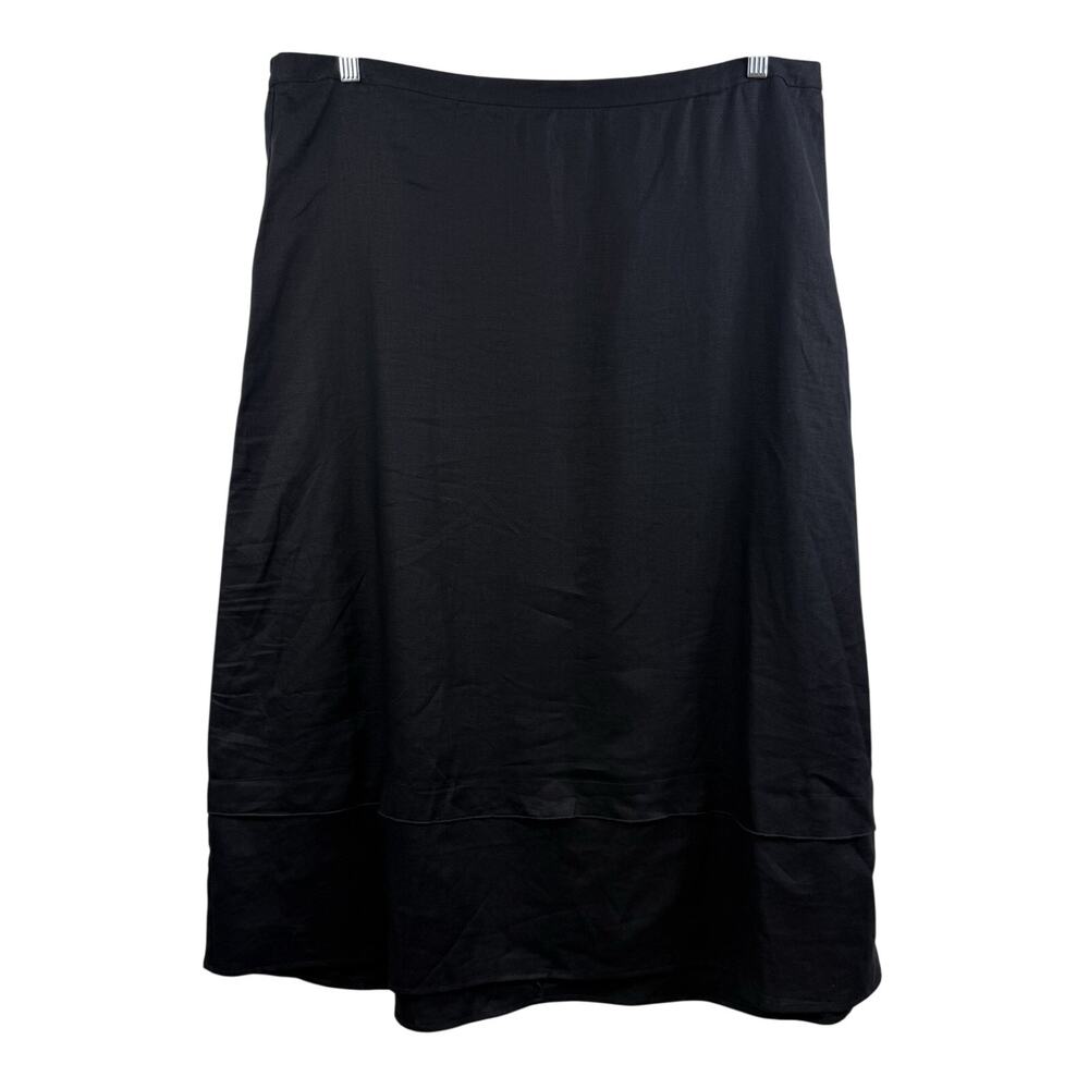 Black 100% Linen Kim Rogers Woman 1X Maxi Skirt Gothic Lagenlook Minimalist